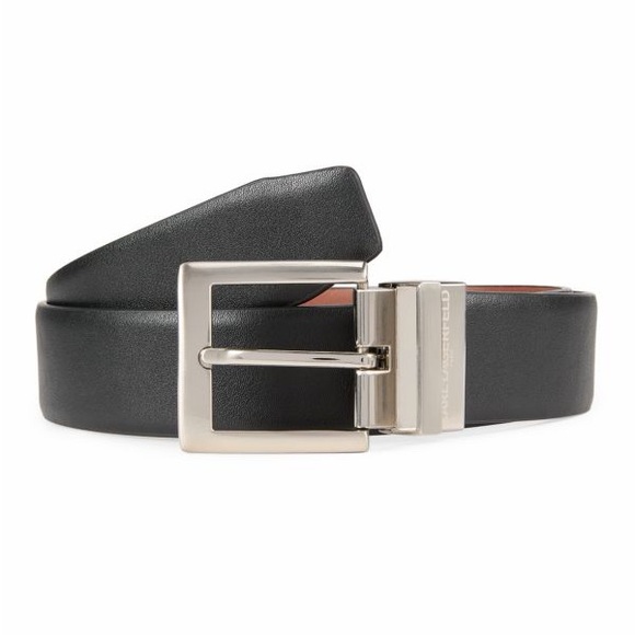 Karl Lagerfeld Reversible Leather Belt with Silver Buckle, Men’s, New, Size 32 - Picture 2 of 3